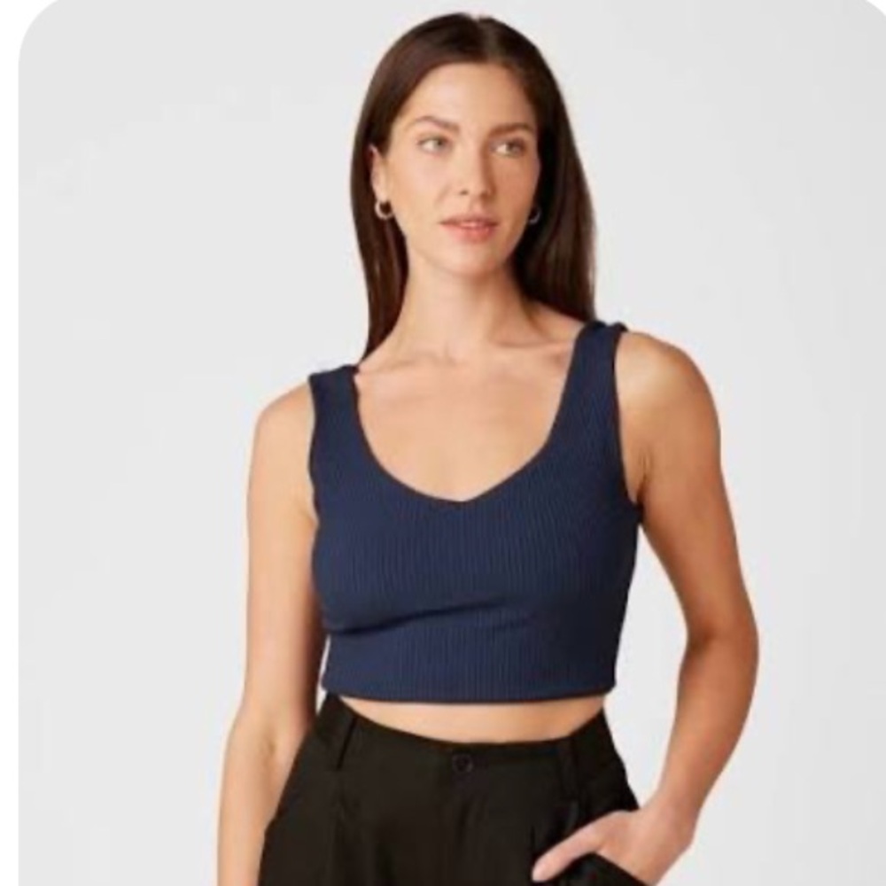 AMOUR VERT NWT Rosa Paris ribbed tank -ocean -large